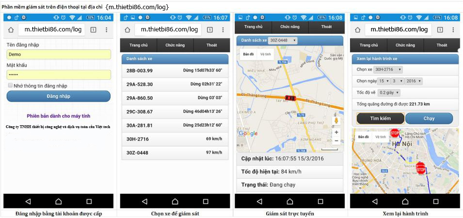 Phần mềm định vị theo dõi xe ô tô trên điện thoại Android GPSTRACK